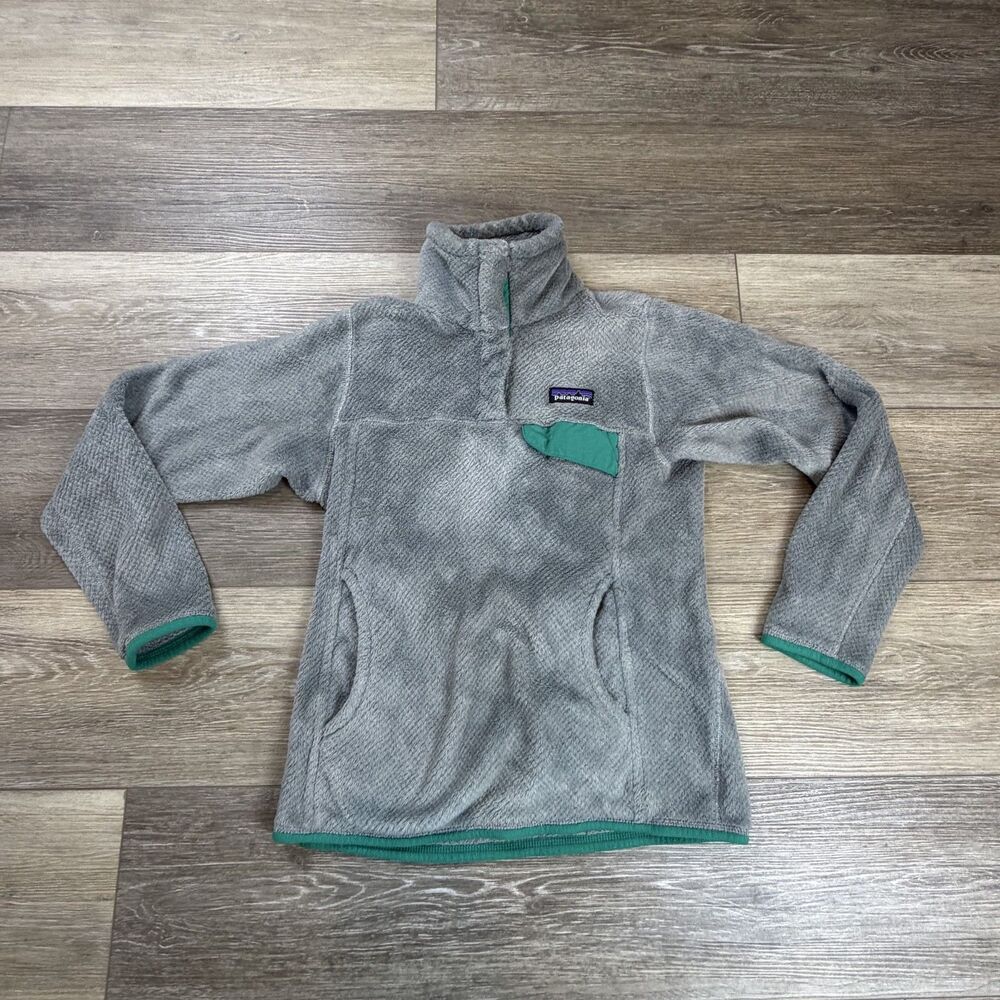Patagonia Jacket Womens XS Gray Polartec Thermal Fleece 1/4 Zip Pullover